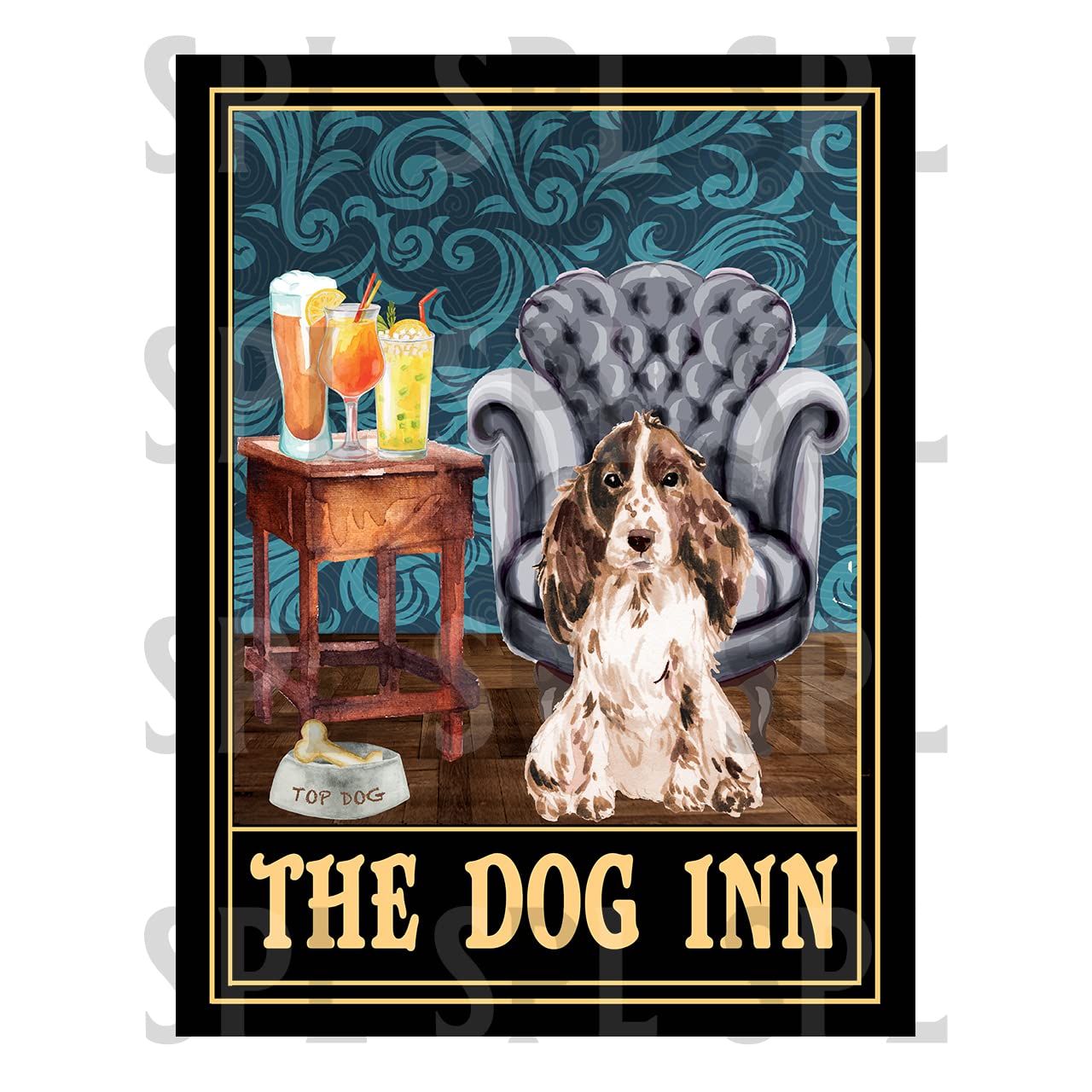 The dog Inn cute Brown Cocker spaniel retro metal tin sign METAL TIN WALL PLAQUE SIGN NOVELTY GIFT 16DI (10" x 8" (267mm x 200mm))