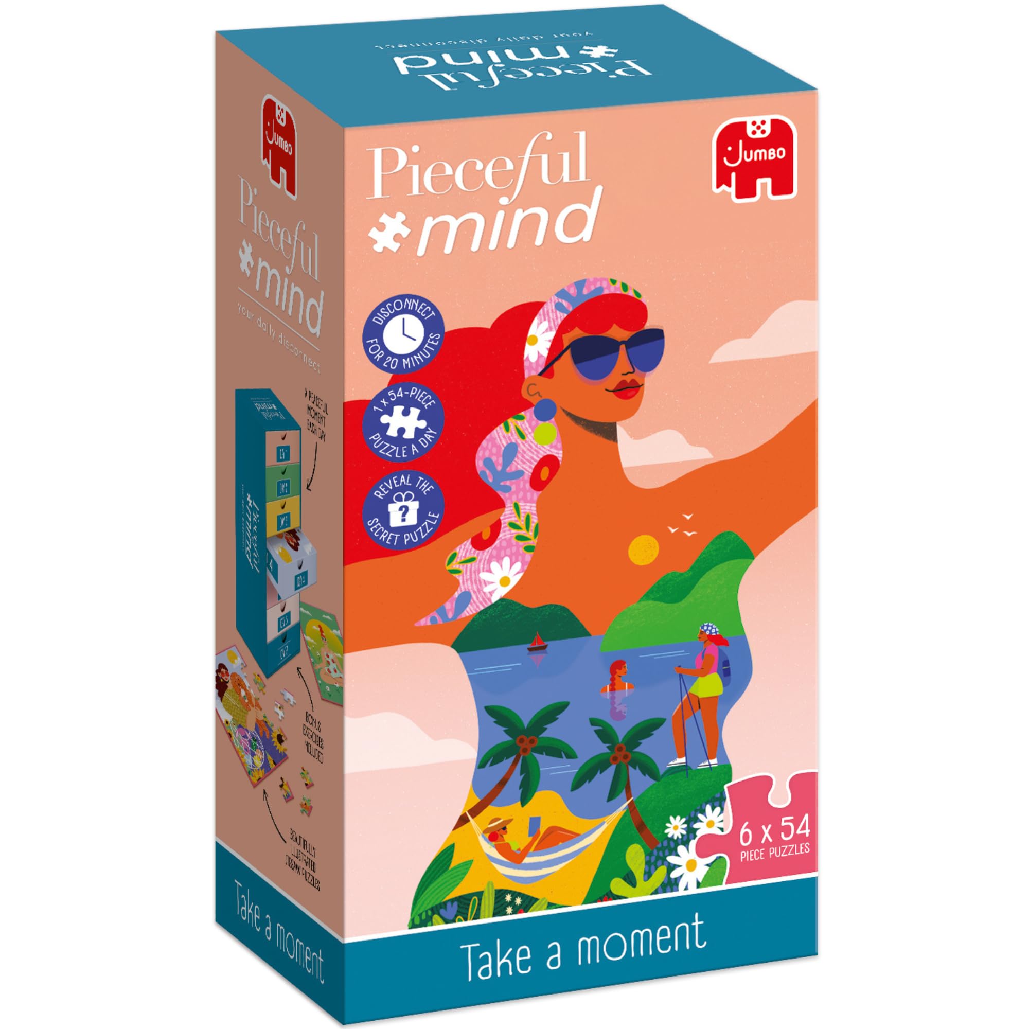 Jumbo Pieceful Mind Puzzles, Take A Moment, 7-Day Mindful Adults Jigsaws Set