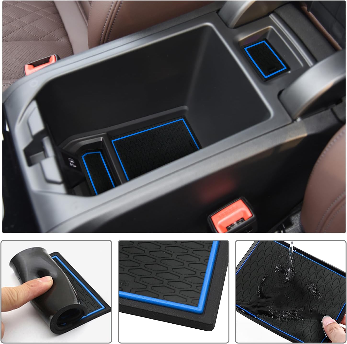 BMW X3/X4 Center Console Liners - 16PCS Non-Slip Mats - Blue