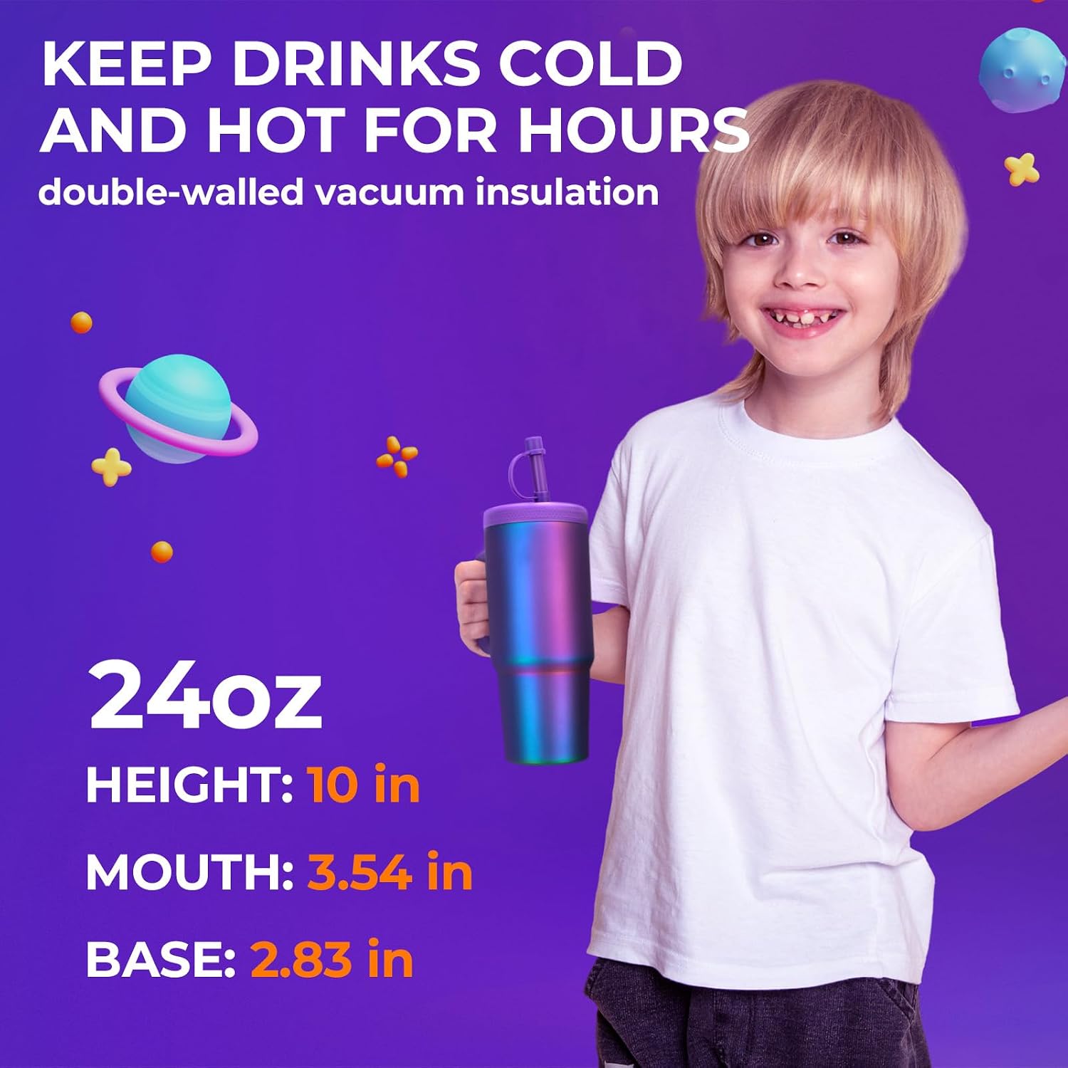 24oz Kids Stainless Steel Water Bottle