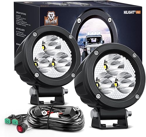Miniatura 1 de Nilight Luces LED redondas de 3 pulgadas para motocicleta, 2 unidades, luz antiniebla LED puntual de 1550 lm, luz de zanja auxiliar EMC integrada