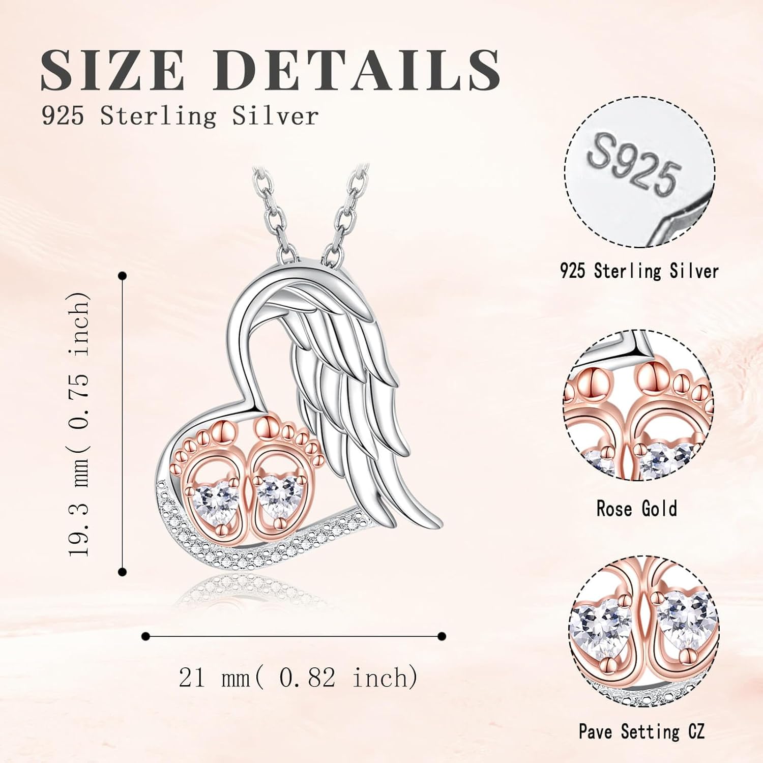 Miscarriage Gifts for Mothers Angel Wing Necklace 925 Sterling Silver Loss Memorial Sympathy Jewelry for Women Mom - Image 6