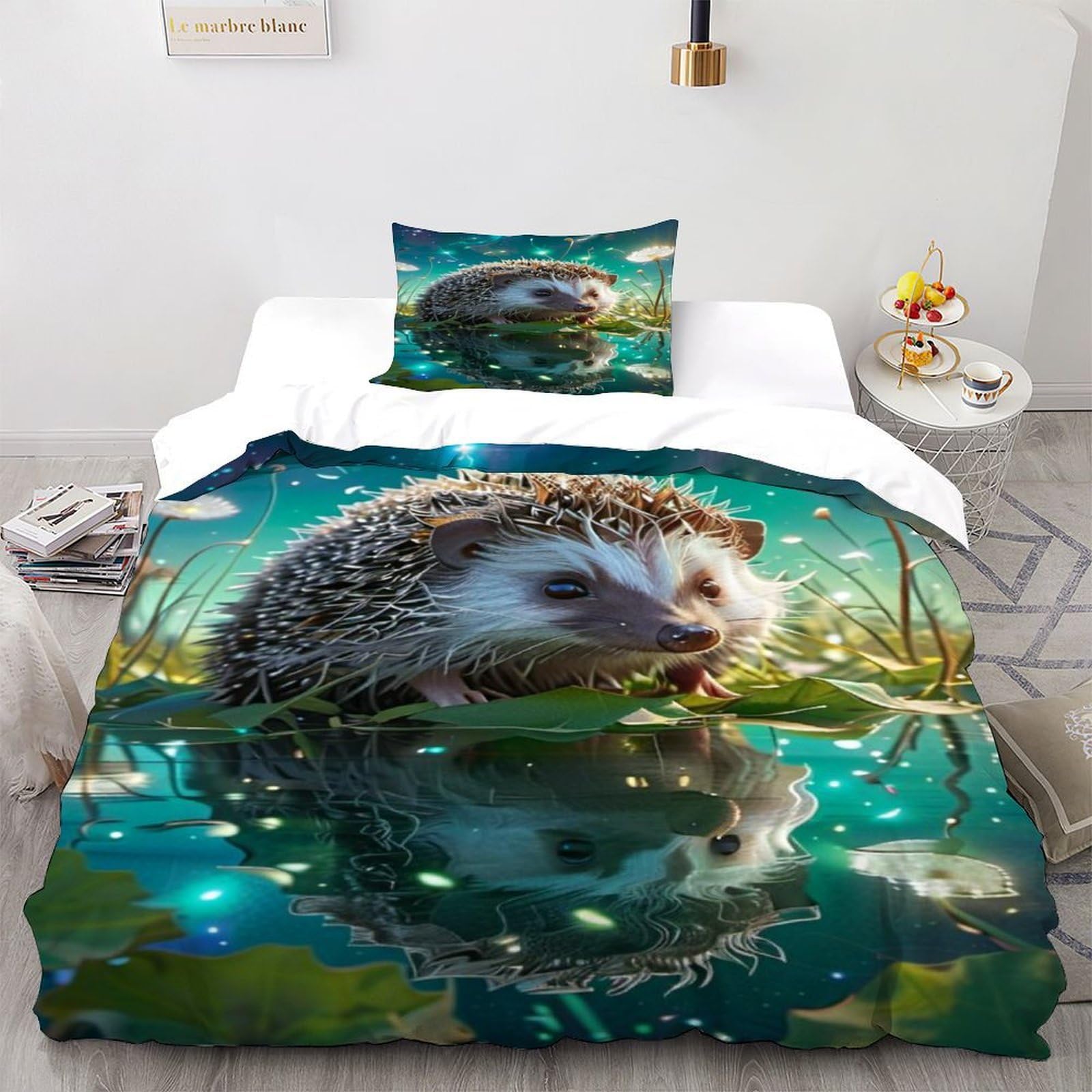 Housse de couette animal 3D microfine 135x200cm avec taies d'oreiller
