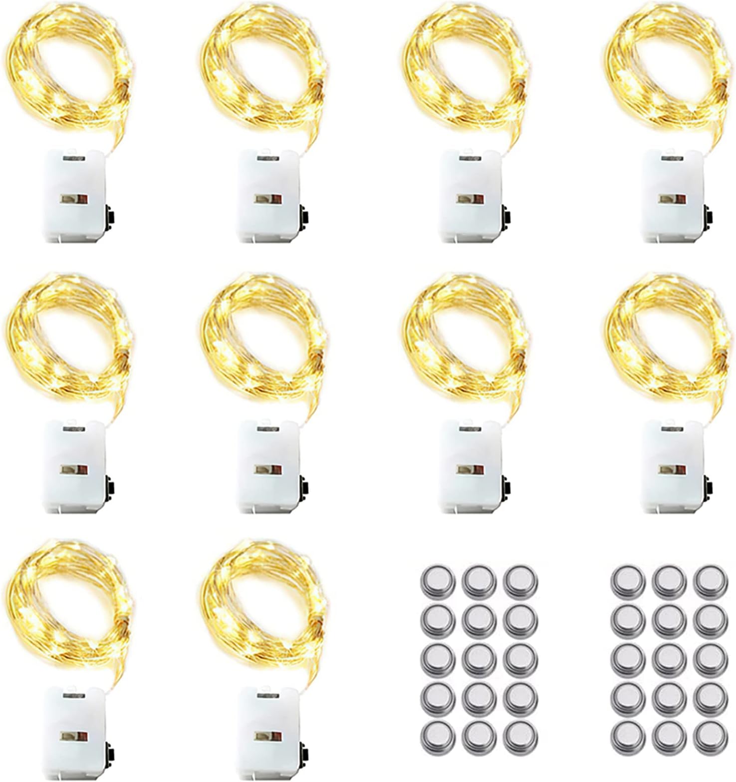 10 Pack LED Fairy String Lights 3M/30 LEDs Battery Operated String Lights 3 Twinkle Lighting Modes Silver Wire Lights for Holiday Wedding Birthday Christmas Party Gifts Wine Bottle Decorations