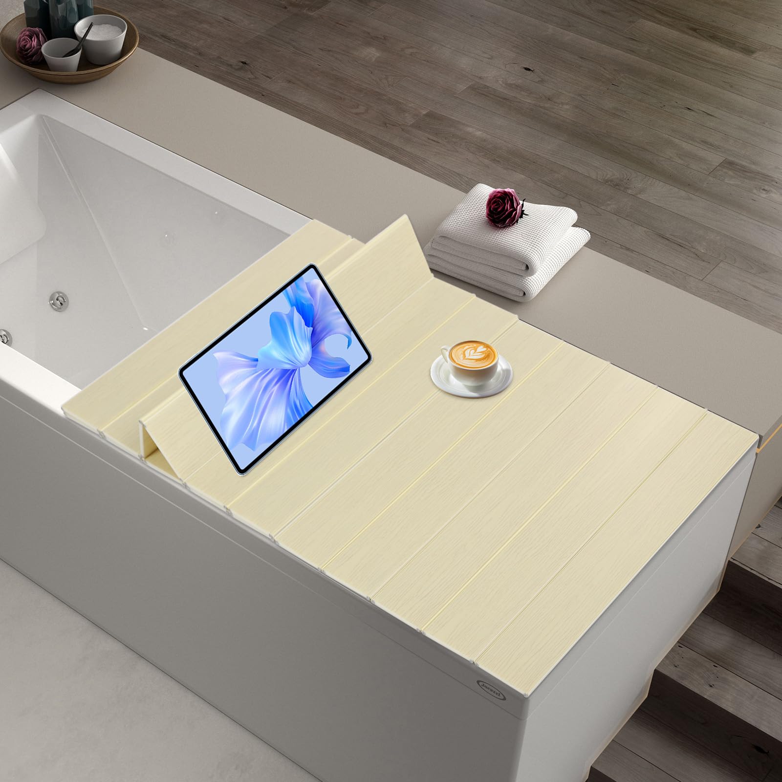 Housse de baignoire pliable, jaune, 170 x 75 cm, en PVC, capacité de charge jusqu'à 5 kg, couverture de baignoire moderne, pliable et peu encombrante, conservation de la chaleur et protection contre
