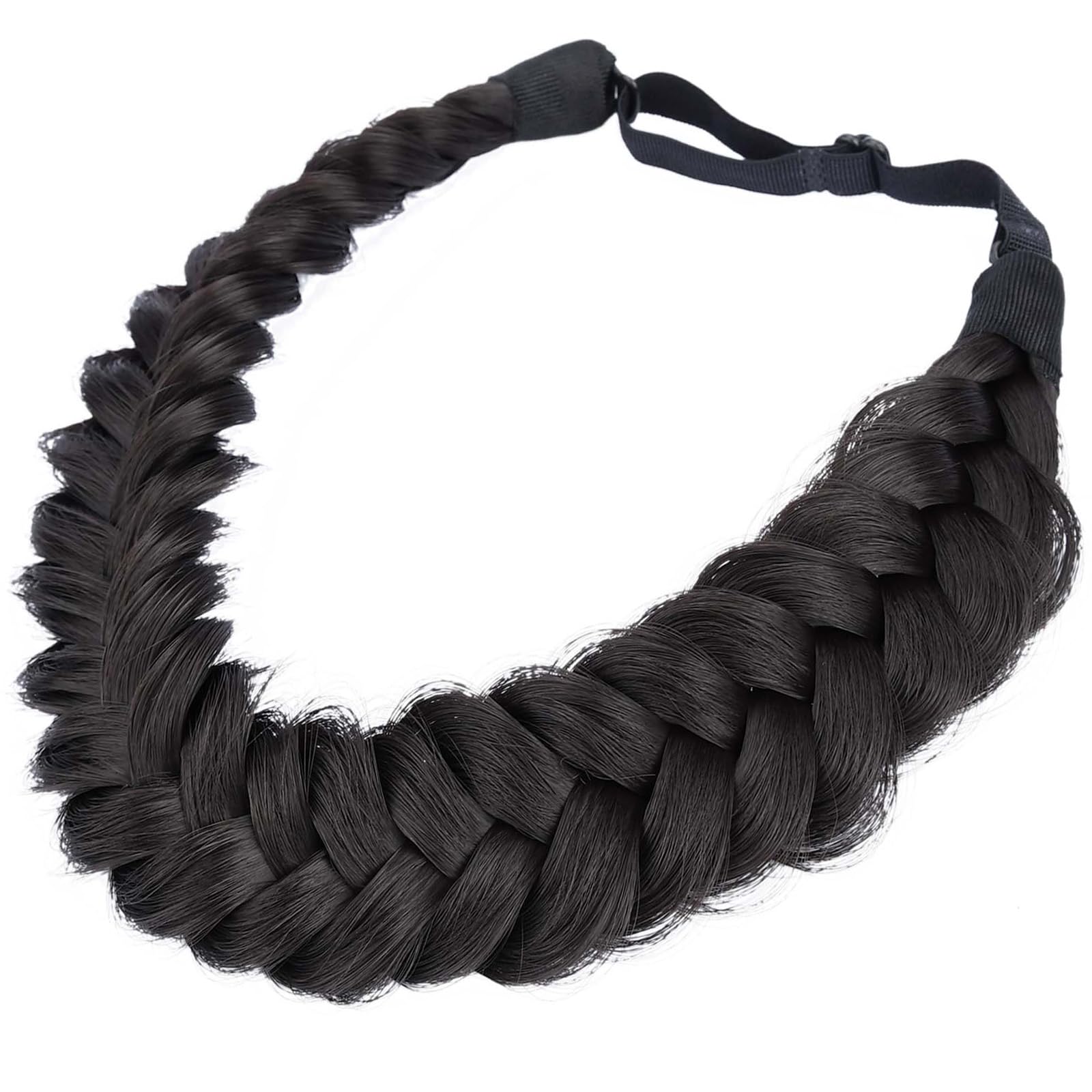 DIGUAN Messy Wide 2 Strands Synthetic Hair Braided Headband Hairpiece Women Girl Beauty accessory, 62g/2.1 oz (Deep Brown)