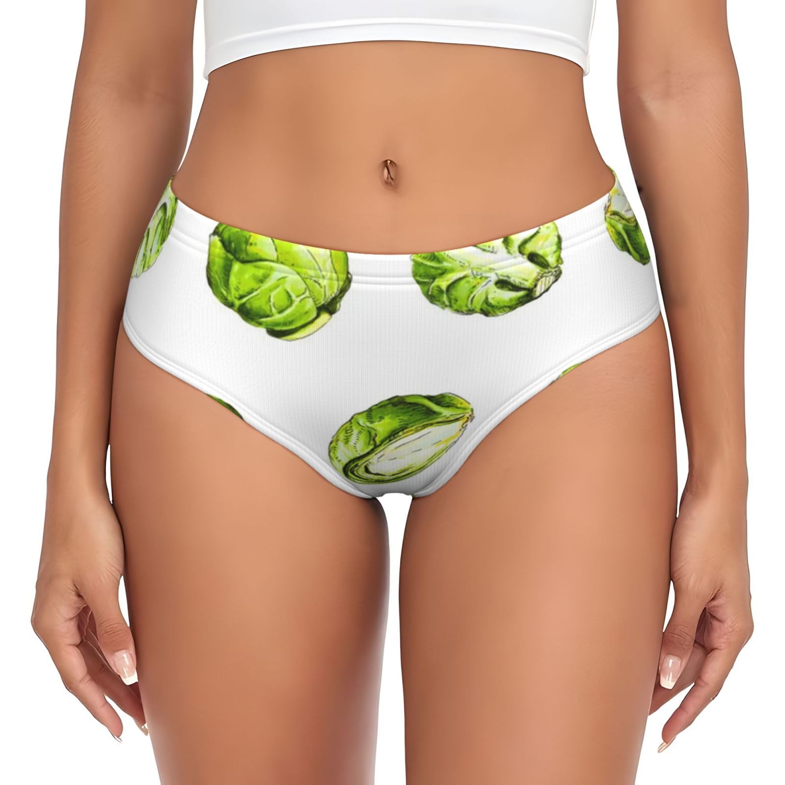Bywenhopnbs Women's Multicolour Brussel Sprouts, Support Briefs Pouch Comfort Soft Underwear For