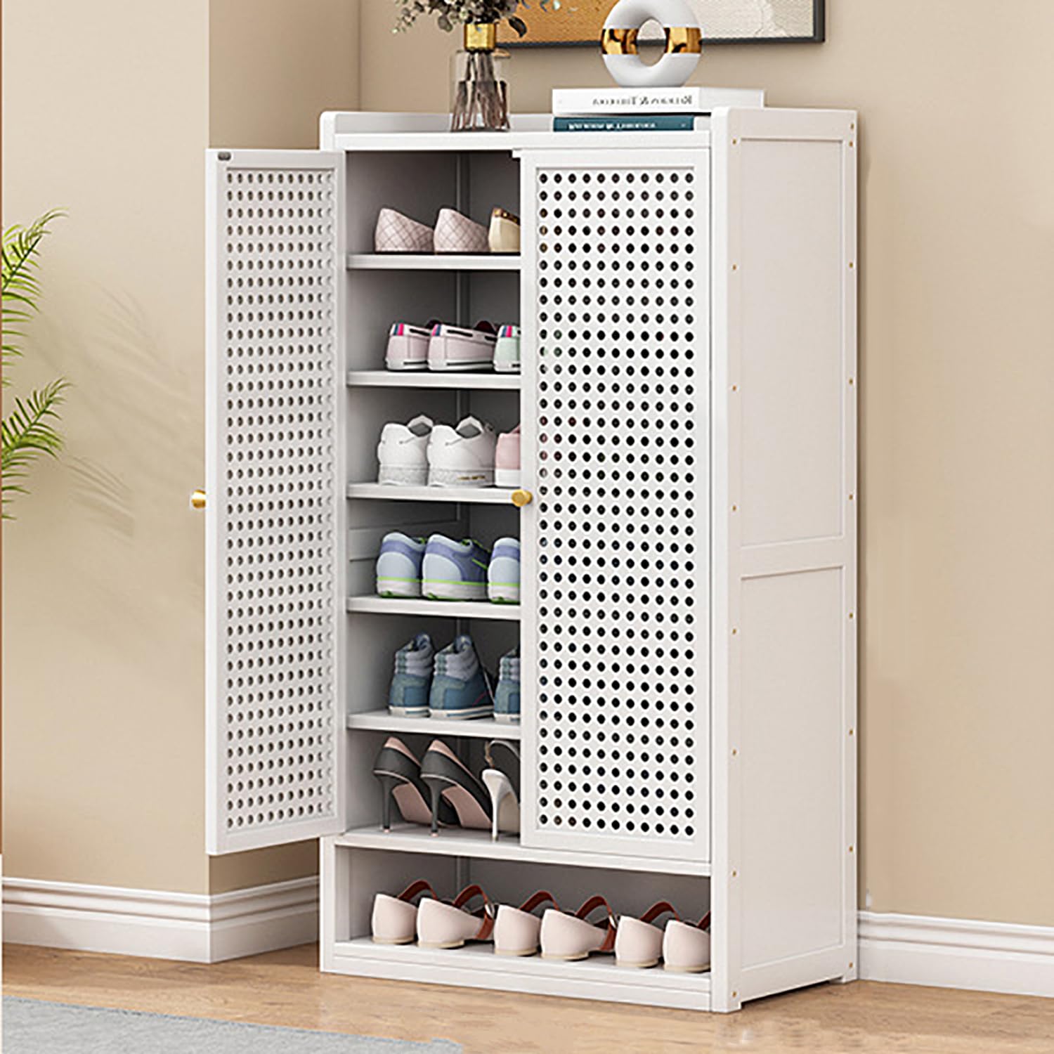 Meuble de rangement en bois modulable avec 2 étagères réglables