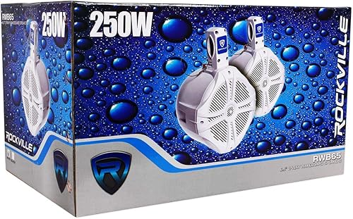Miniatura 15 de Par de altavoces Rockville RWB65B de 6.5 pulgadas, color negro, de 2 vías y 500 vatios, torre de Wakeboard marinos