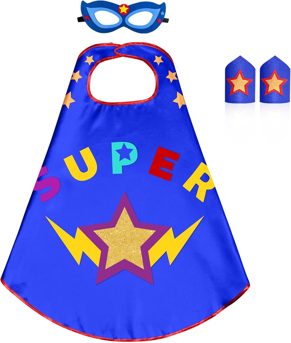 Capa y máscara de superhéroe estrella para niños, disfraces de superhéroes para niñas y niños, juguetes de vestir, regalos de cumpleaños
