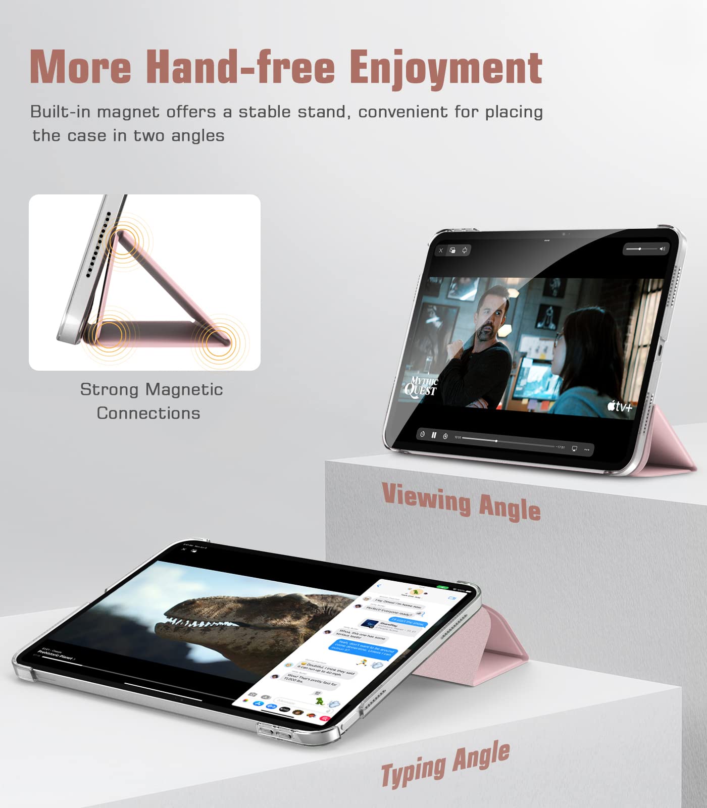 TiMOVO Cover Custodia Compatibile con iPad (A16) 11 Generazione 11 Pollici 2025/iPad 10 Generazione 10,9" 2022, Retro in PC Rigido Semi-Trasparente, Funzione di Auto Sveglia/Sonno, Rosa Chiaro