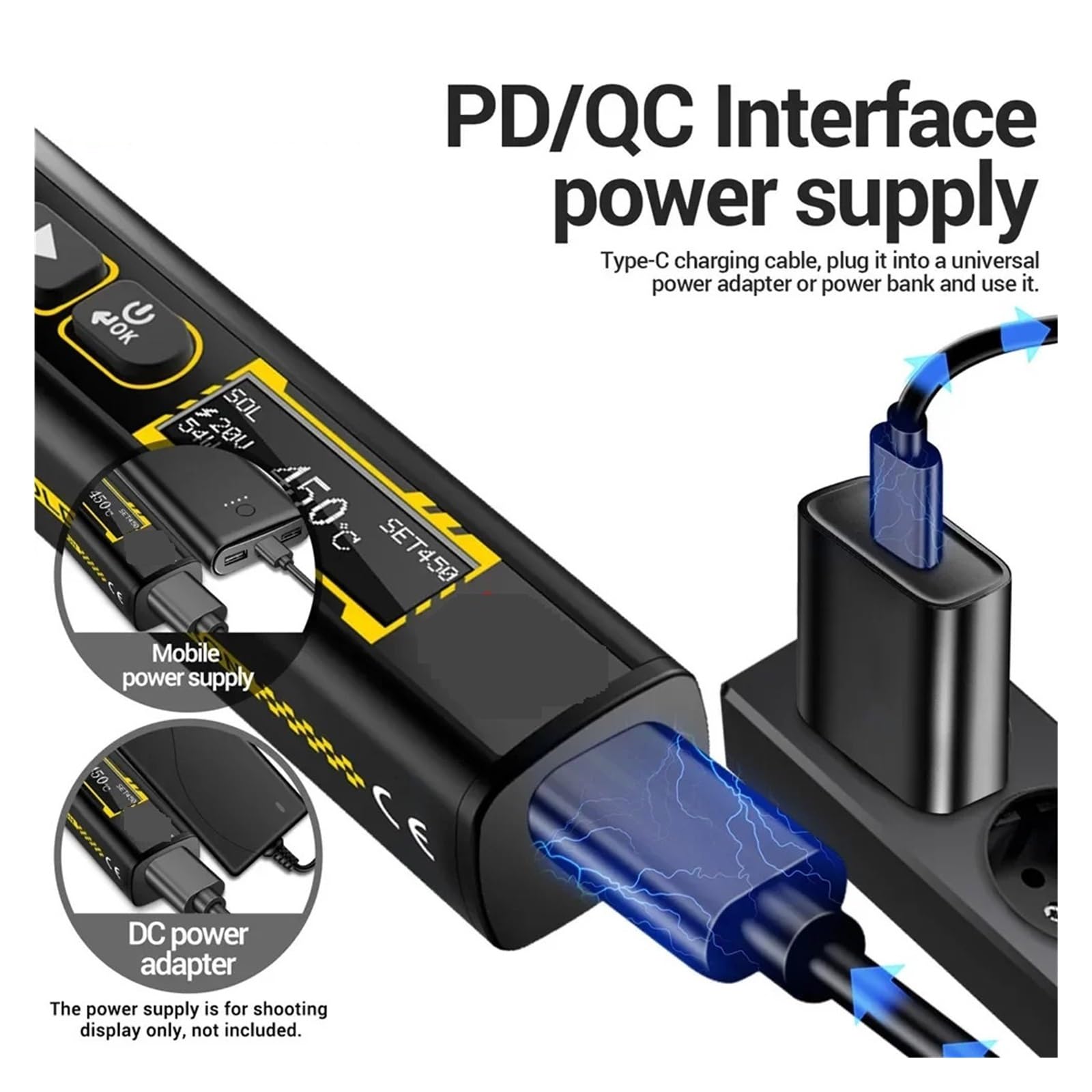 Saldatori Elettrici PD/QC 96W Temperatura Regolabile Carica Riscaldamento Rapido Strumenti For Elettricisti Saldatura Intelligente Portatile Facile Saldatura Fluida(Black,02)
