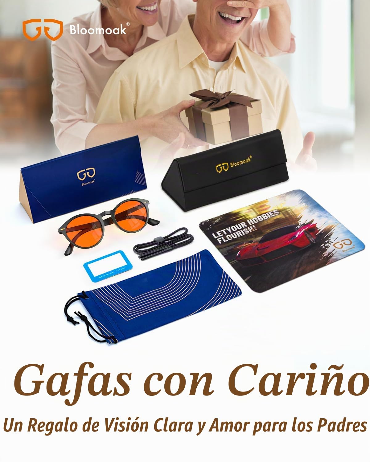 Bloomoak-99% Redondo Retro Gafas de bloqueo de luz azul-Gafas para juegos-Antideslumbrantes-Antifatiga-TR90-Adecuado para pantallas, juegos, tvs, teléfonos móviles