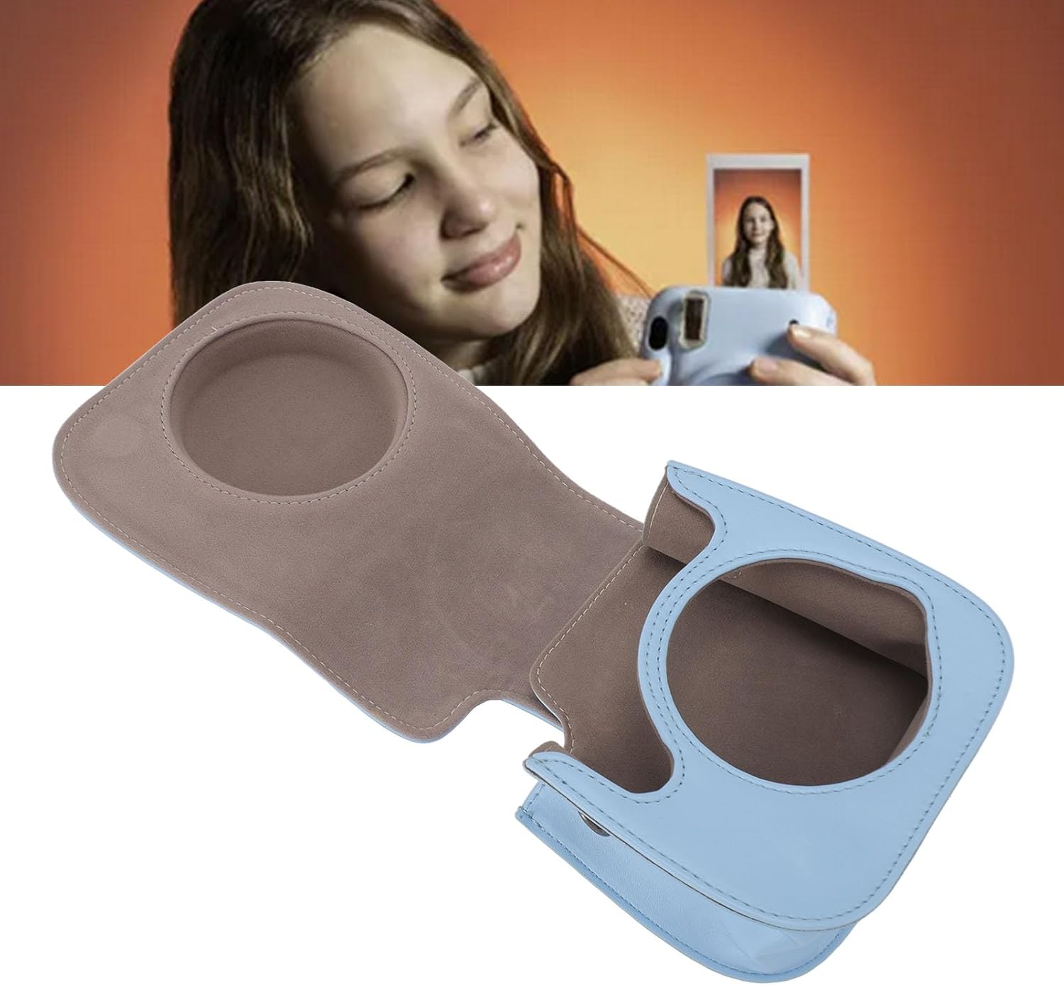 Instant Camera Case and Accessories for Mini 12, PU Leather Bag with Album and Color Filters - Scratch, High Capacity Photo Storage, Perfect for Instant Photo Lovers (Blue)