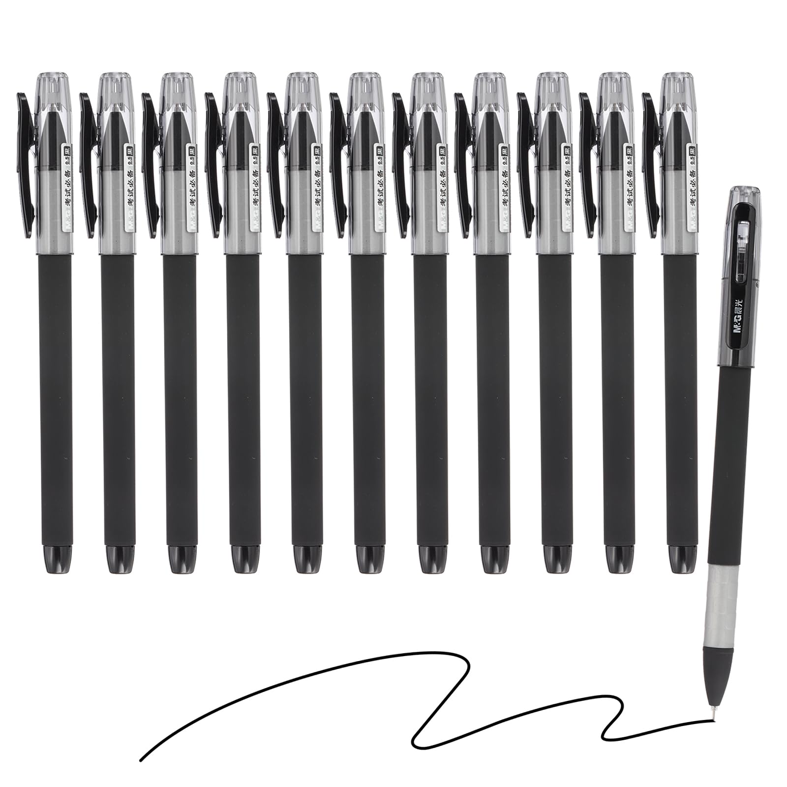 M&G Gel Pen Medium Point 0.5mm, 24 Pcs Smooth Black Gel Ink Rollerball Pen for Home Office Writing Note Taking Journaling Business, Style 8