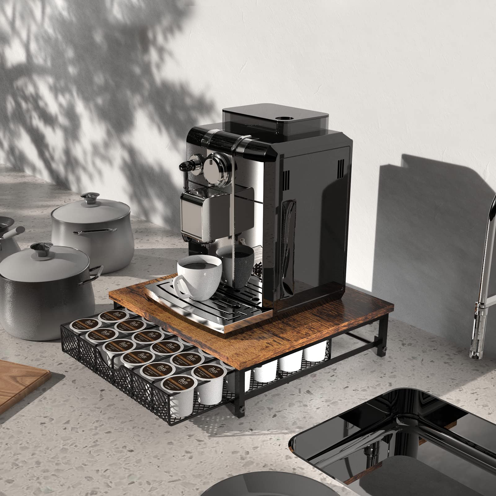 Cassetto per cialde di caffè per tazze K, organizer per capsule di caffè, con cestini, supporto per bancone del caffè in casa, ufficio, fattoria, capacità 36