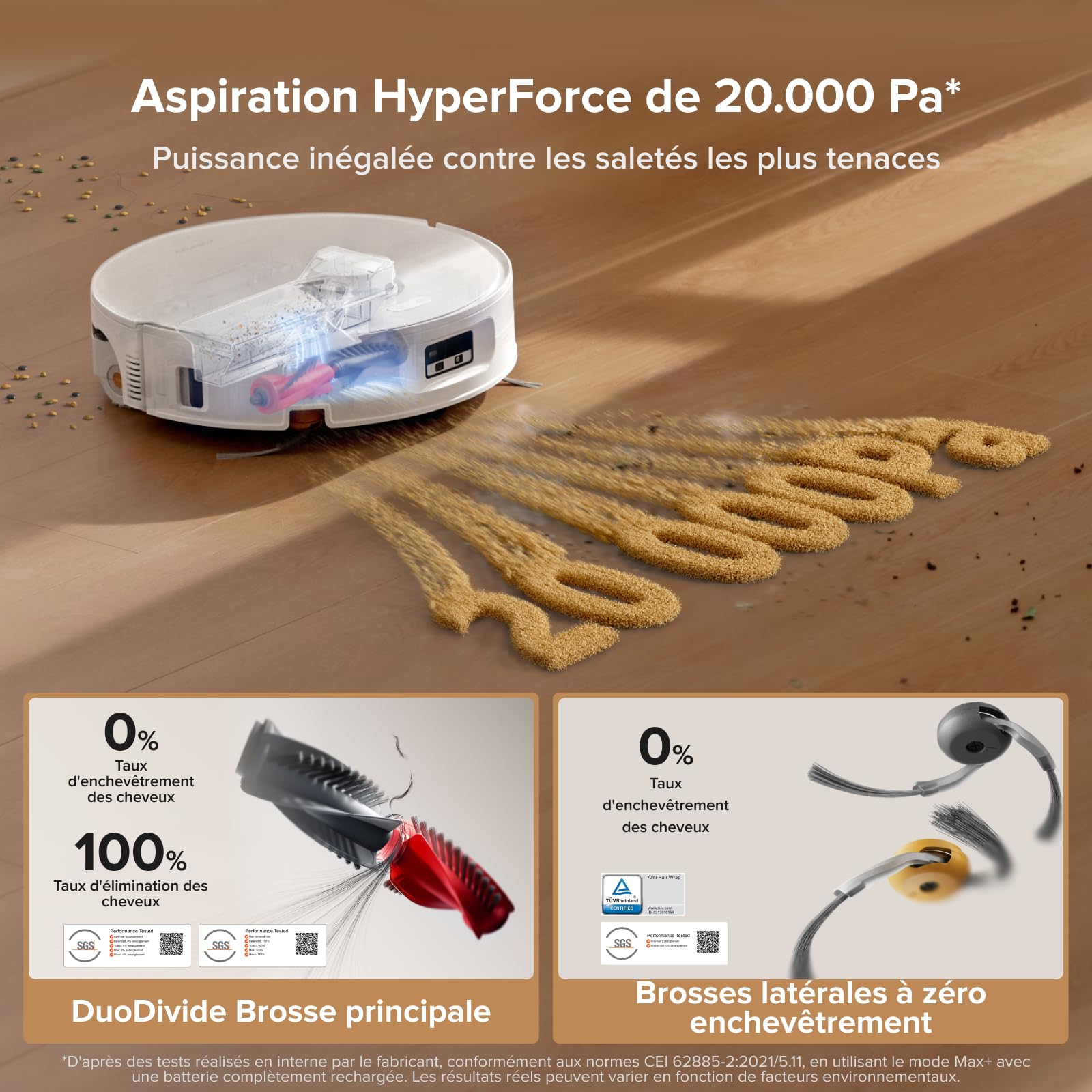 roborock Qrevo Curv 2 Flow Aspirateur Robot Laveur Roller avec 20.000 Pa, Nettoyage SpiraFlow en Temps Réel, Évite 200+ Obstacles, Doubles Anti-Enchevêtrement, Lavage à l'eau Chaude à 75°C