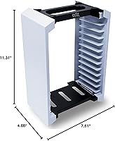 Vista 7 de Game Storage Tower – Universal Video Game Storage – Stores 12 Game or Blu-Ray Disks – Game Holder Rack for PS4, PS5, Xbox One, Xbox Series X/S