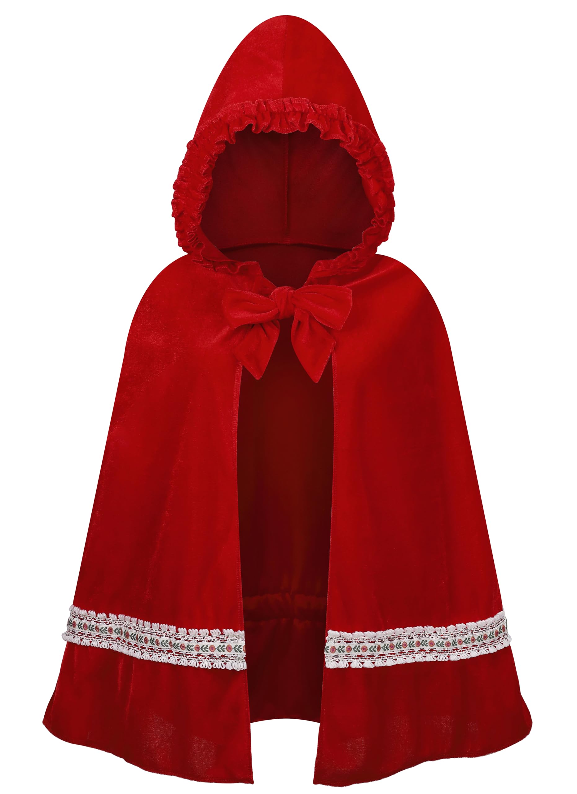GRAJTCIN Little Red Riding Hood Cape Halloween Christmas Fancy Red Cloak with Hood