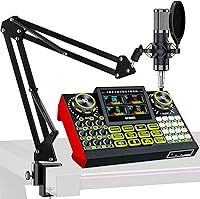 Vista 11 de Paquete de equipo de podcast G9 con micrófono de condensador de 3.5mm para transmisión en vivo, canto, juegos en PC/teléfono, paquete de micrófono