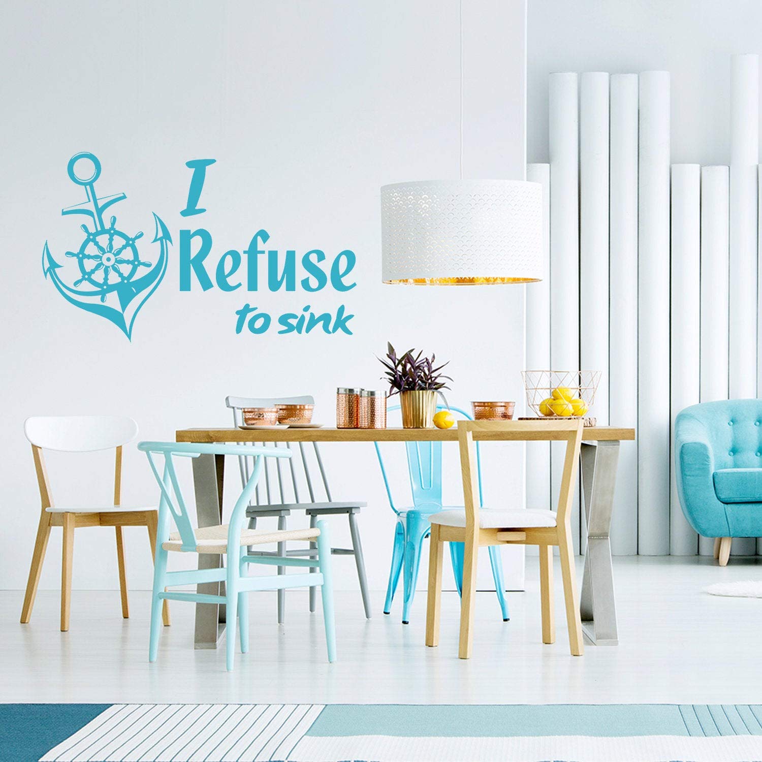 Me niego a hundir Cita Pegatina Ancla Cartel de Arte Vinilo Pared calcomanía de Agua de Marinero Motivacional de la Playa antebrazo Adulto Palo de la Mano Decor