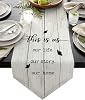 Z&L Home Linen Burlap Table Runner Dresser Scarves, Spring Farm Animals with Quotes Table Runners for Family DinnerHoliday PartyWeddingEventsKitchen Decor Chic Wooden Board 13x108In