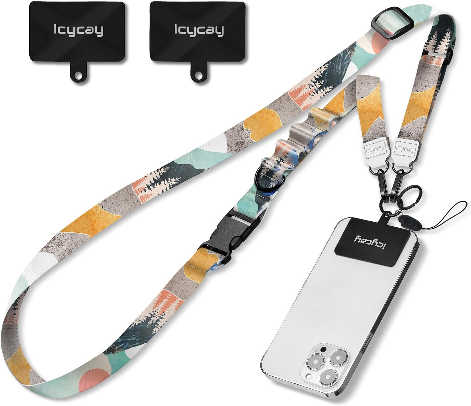 Phone Lanyard Crossbody, Mountain Cell Phone Lanyard for Around The Neck Adjustable Phone Strap, Anti Theft Cute Lanyard for iPhone Case ID Holder Keys Phone Accessories Travel Essential