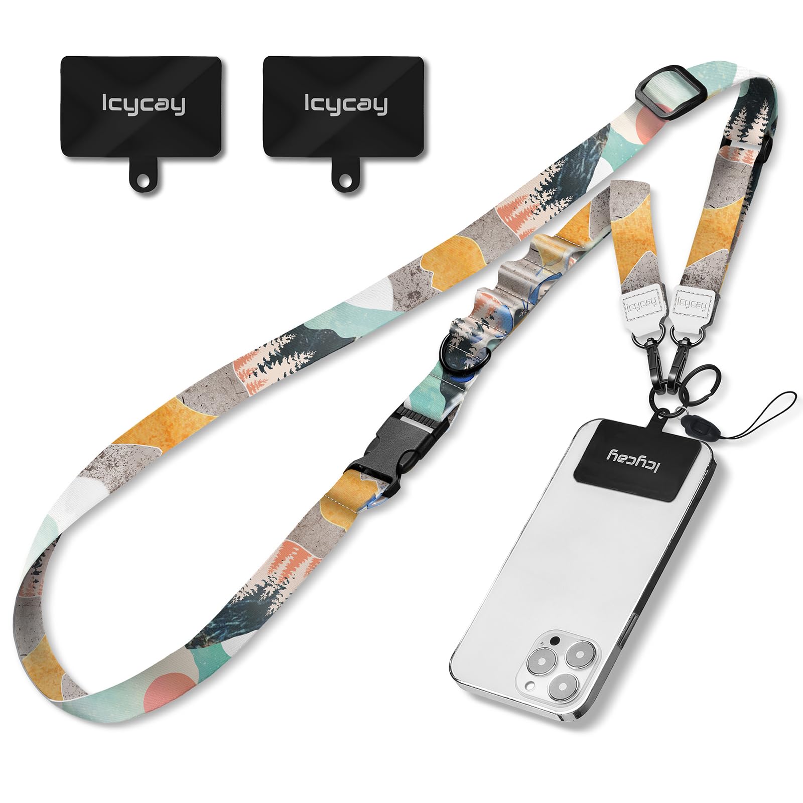 Phone Lanyard Crossbody, Mountain Cell Phone Lanyard for Around The Neck Adjustable Phone Strap, Anti Theft Cute Lanyard for iPhone Case ID Holder Keys Phone Accessories Travel Essential