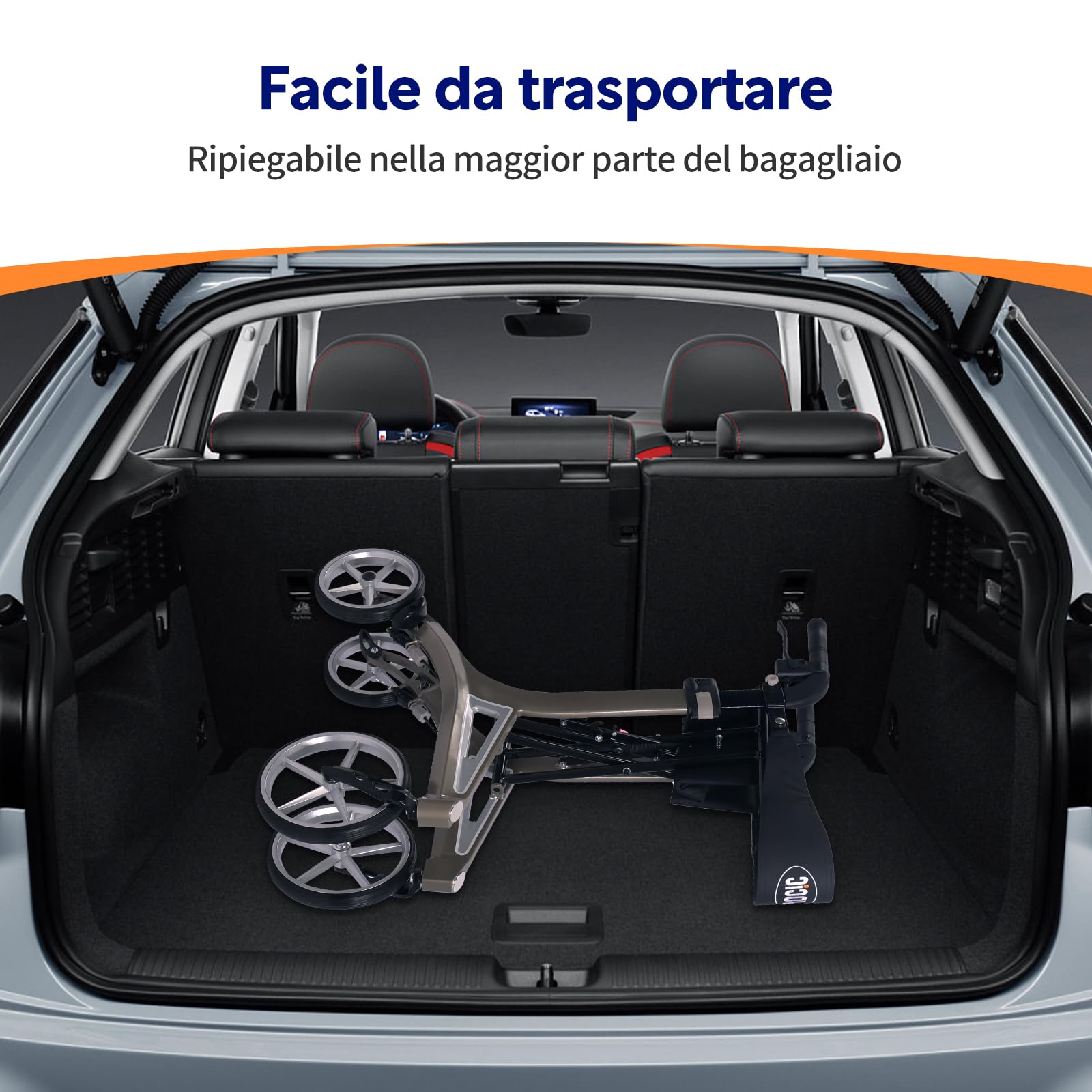 VOCIC Z71 deambulatore pieghevole per anziani, Alluminio & impermeabile | Deambulatore peso leggero con sedile, ruote PU tuttoterreno antiforatura, schienale e altezza regolabili, verde grigio
