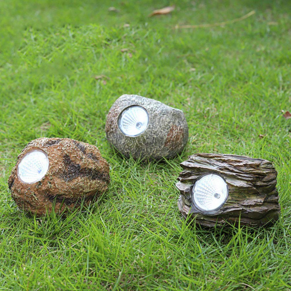 Cabilock Solar-Powered Stone Lamp Garden Light Waterproof for Outdoor Decor Patio Yard Garden