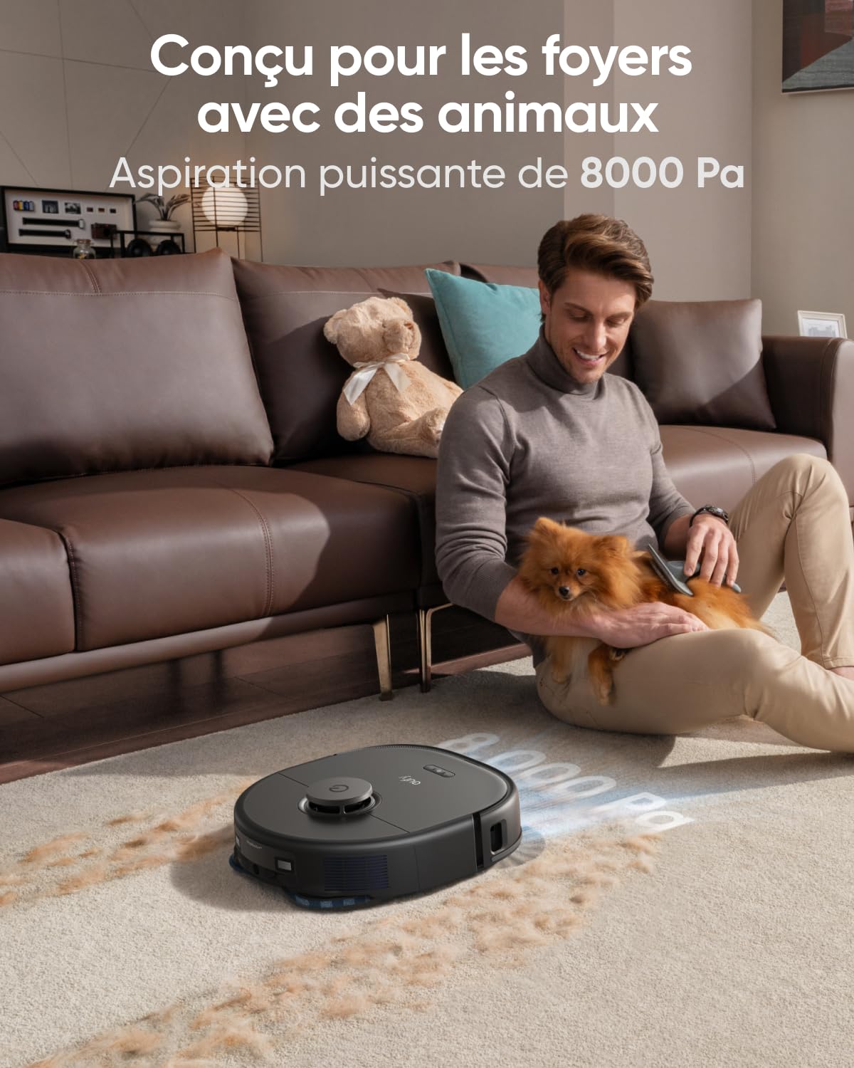 eufy Robot aspirapolvere e mocio Omni X10 Pro, aspirazione 8.000 Pa, auto-svuotamento e imbottitura, 2 mop di sollevamento auto, prevenzione degli ostacoli (ricondizionato)