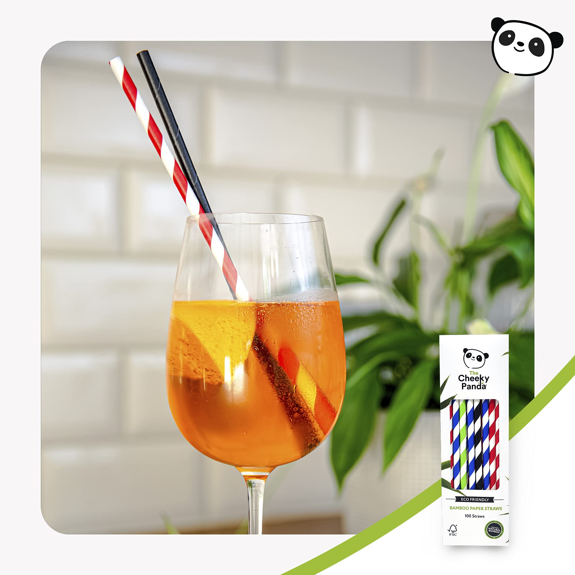 The Cheeky Panda – Pajitas de papel de bambú | Caja multicolor a granel de 48 paquetes (4800 pajitas en total) | 100% biodegradable, sin plástico, ecológico, fuerte y sostenible