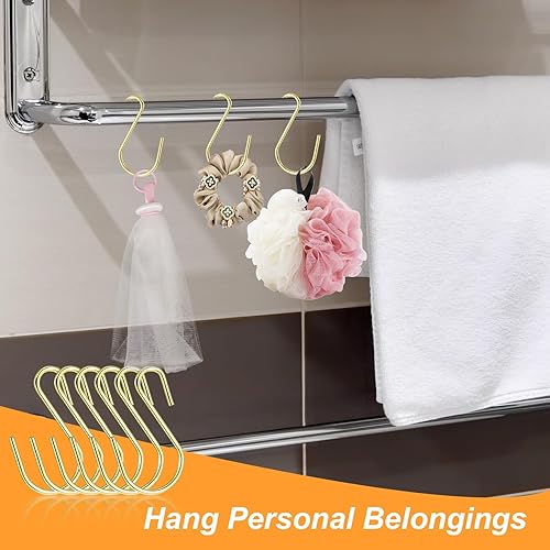 Miniatura 5 de Sibba Ganchos en S para colgar mini gancho en S de 1 pulgada, 80 ganchos en forma de S, gancho dorado de alambre de hierro dorado, ganchos pequeños