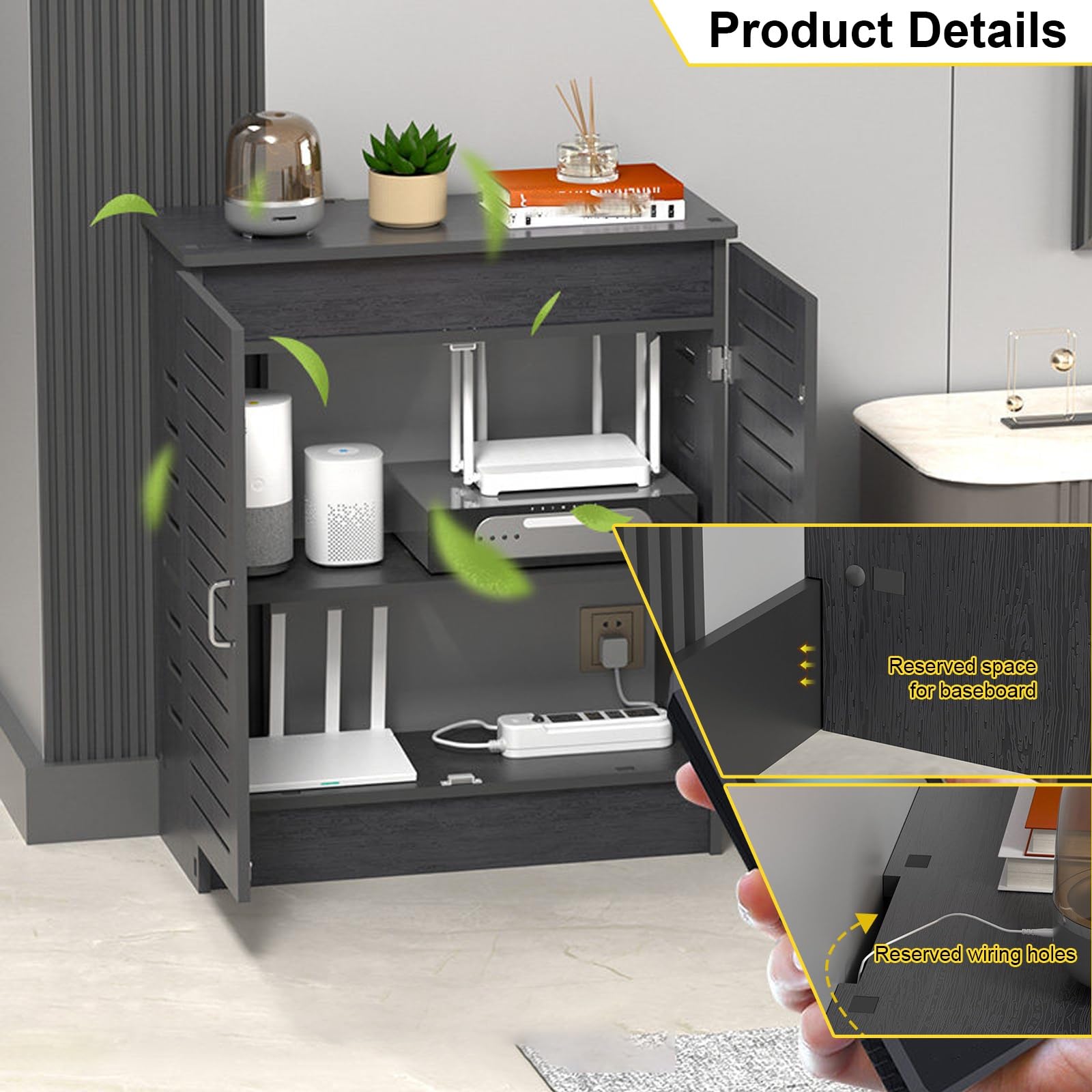 WiFi Router Cabinet Floor Stand PVC Organizer z wentylacją do zestawu do gry Top Box Game Console Storage Home Office Dekoracyjny uchwyt elektroniczny Mocna podstawa