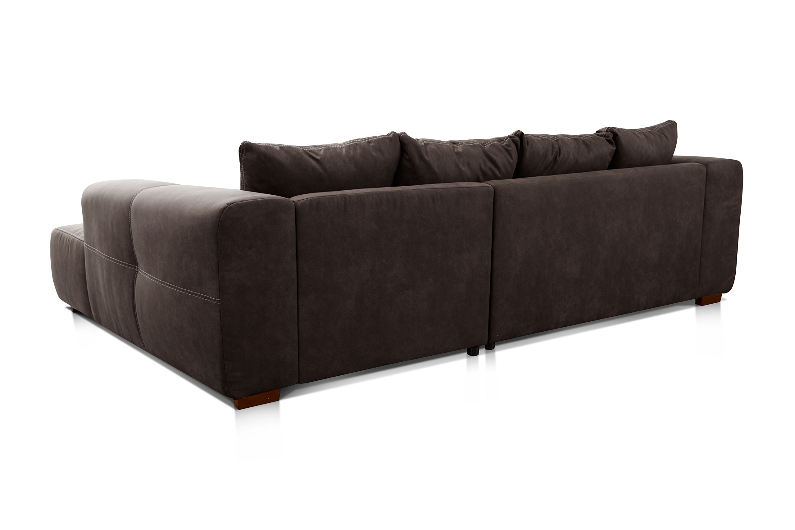 Cavadore Ecksofa Mavericco / XXL Eckcouch Inkl. Rückenkissen und Zierkissen / Longchair rechts / Industrial Style / 285 x 69 x 170 (BxHxT) / Mikrofaser Anthrazit