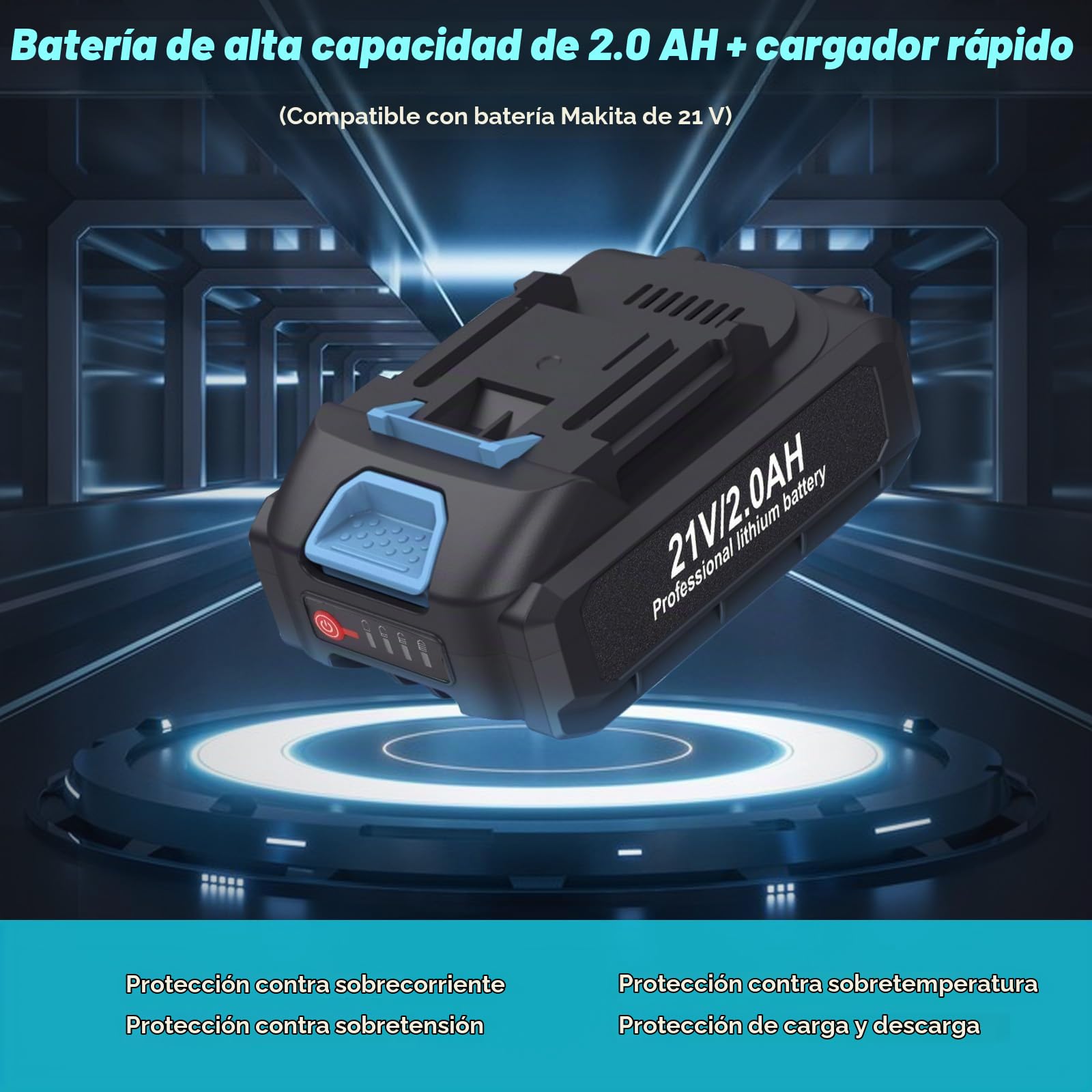 Yofuly Sierra Sable Inalámbrica para Batería MMAKI-TA 21V, Sierra Alternativa con Batería 1Pcs2.0Ah y Cargador, Velocidad Variable Sierra Sable Electrica para Cortar Madera y Metal