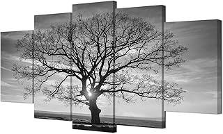 HOMEOART Tree Wall Art Canvas Prints Black and White Tree Picture Nature Landscape Canvas Prints Living Room Office Decor ...