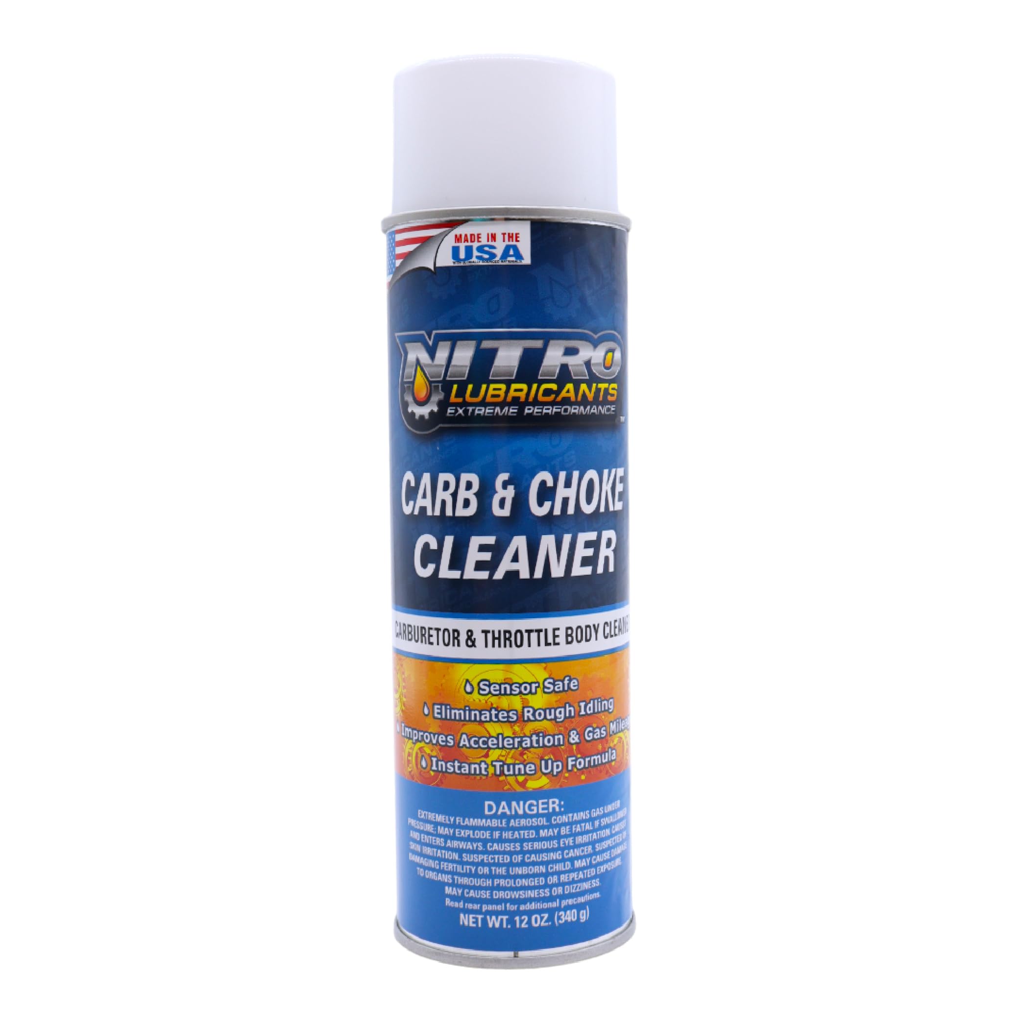 Carb & Choke Cleaner - 12oz Sensor-Safe Formula for Removing Gum, Varnish, Carbon & Grease; Improves Idle & Acceleration in Carburetors, PCV & Linkages - Made in USA