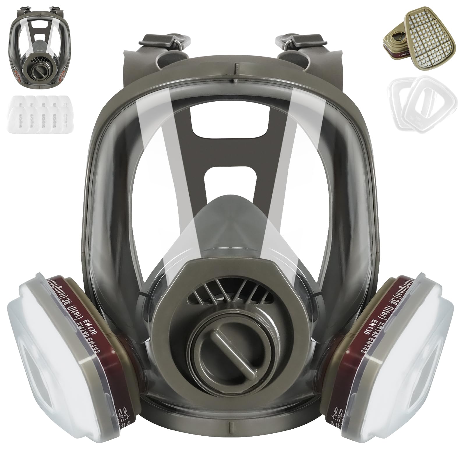 Maschera antipolvere con filtri, maschere di protezione respiratoria riutilizzabile, 6800 Maschera a gas di prodotto chimico per pittura, lavoro, levigatura, graffiti