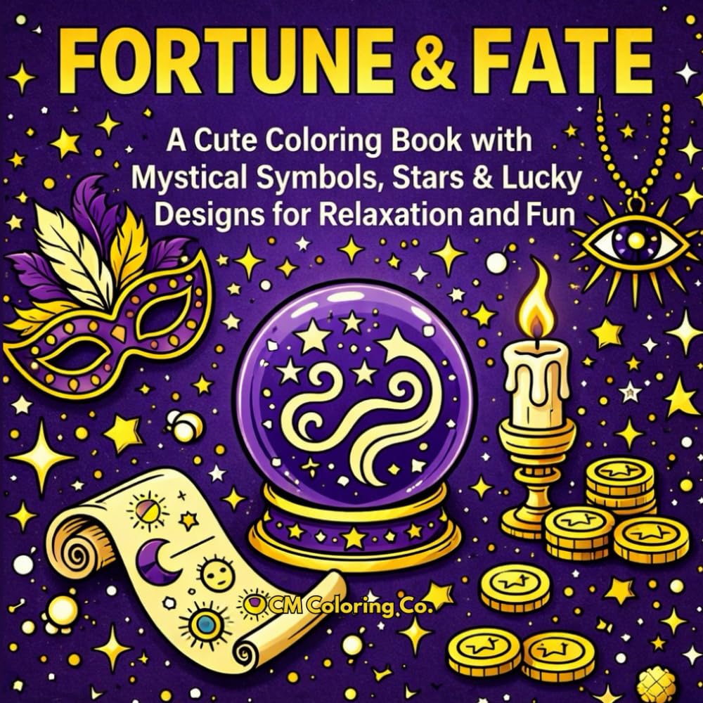 Fortune & Fate: A Cute Coloring Book With Mystical Symbols, Stars & Lucky Designs For Relaxation And Fun