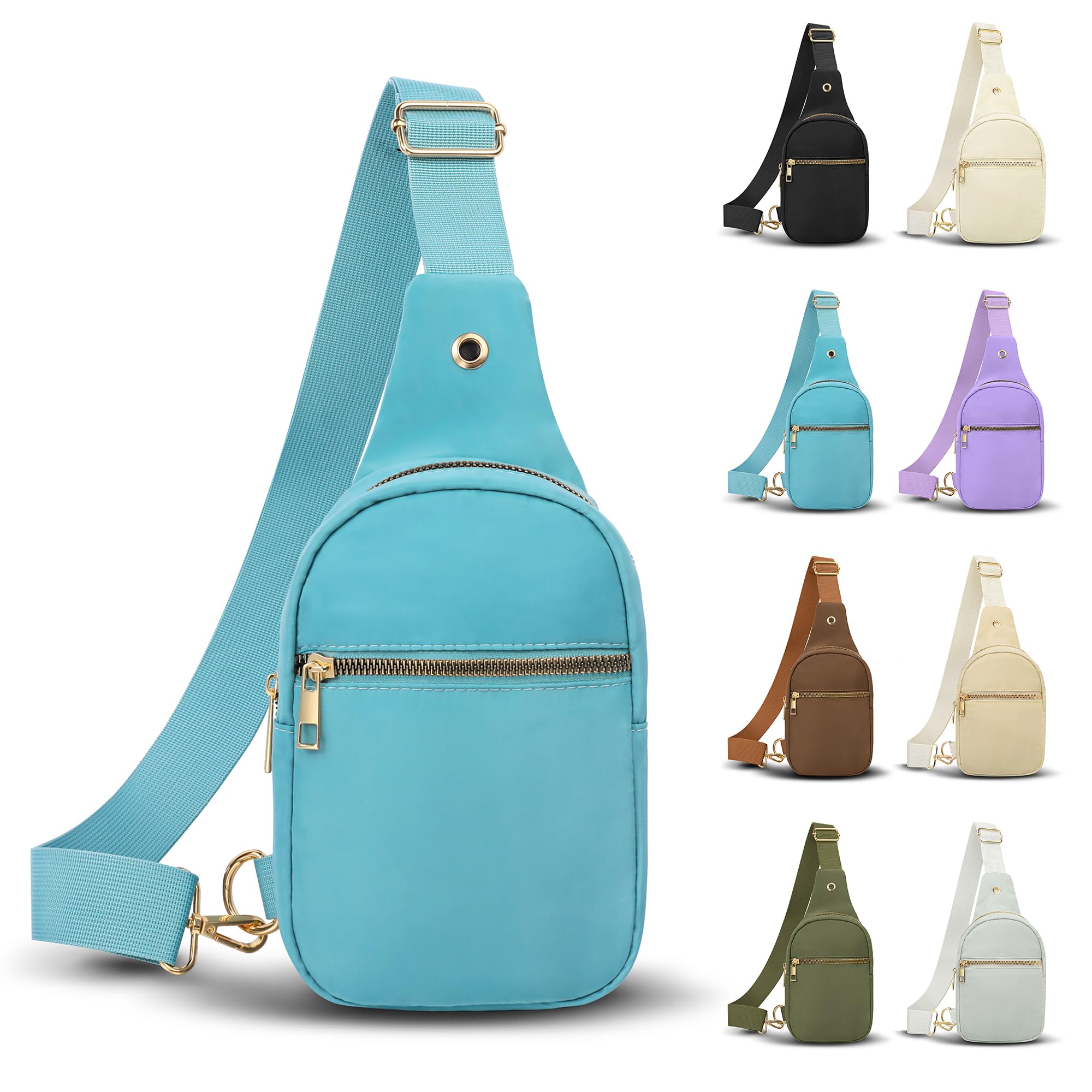 VOROLO Large Sling Bag Crossbody Bag for Women and Men with Adjustable Strap - Trendy Light Blue