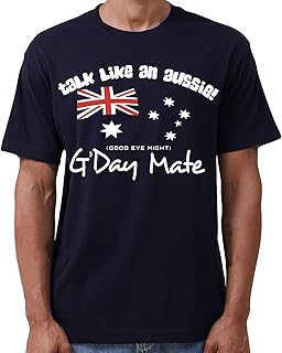 100% Cotton Australian Day Flag T-Shirt Aussie G'Day Mate Navy Souvenir Tee Top