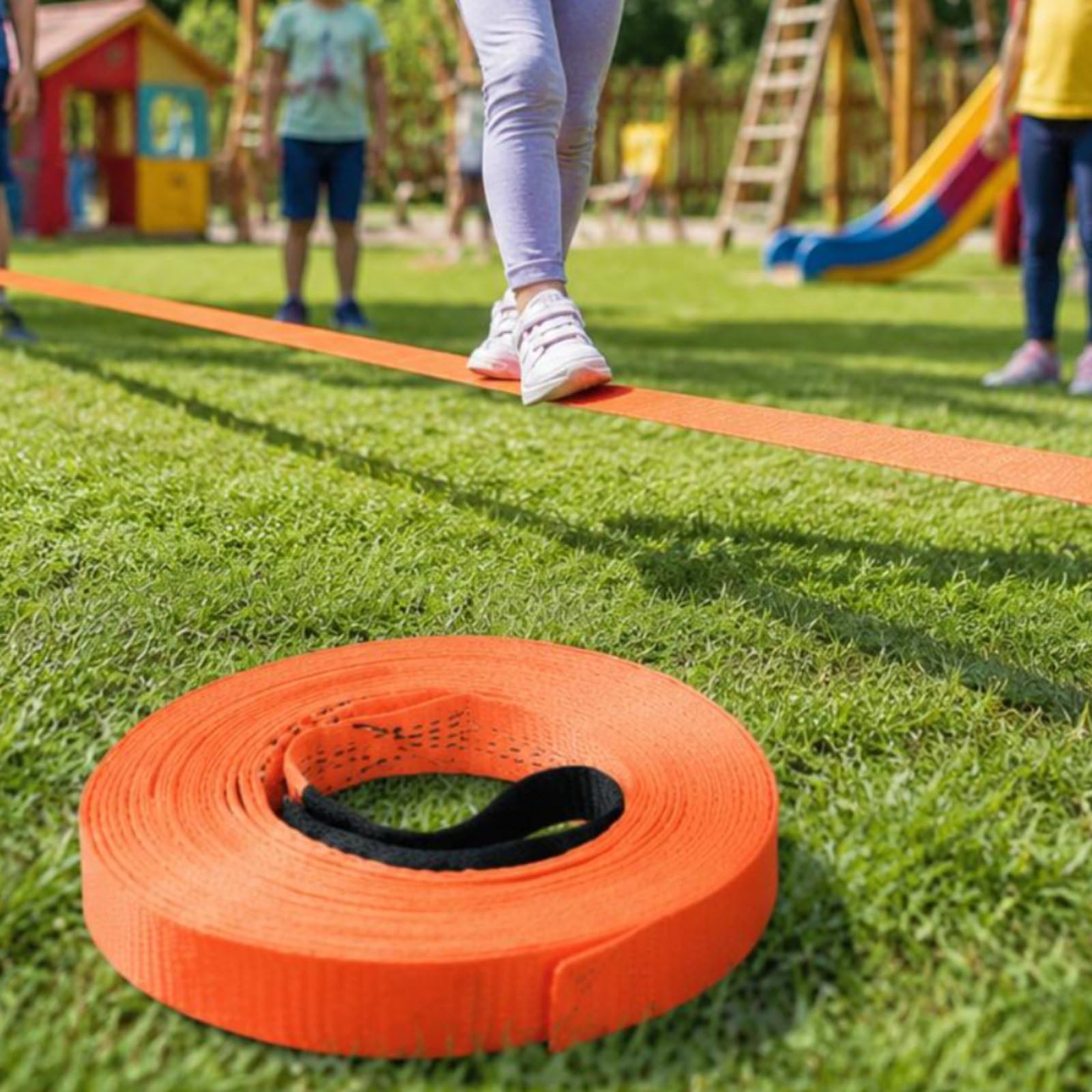 Slackline Facile da Usare Kit Slackline Resistente Attrezzatura Sportiva per Bambini, Parco, Giardino, 15m