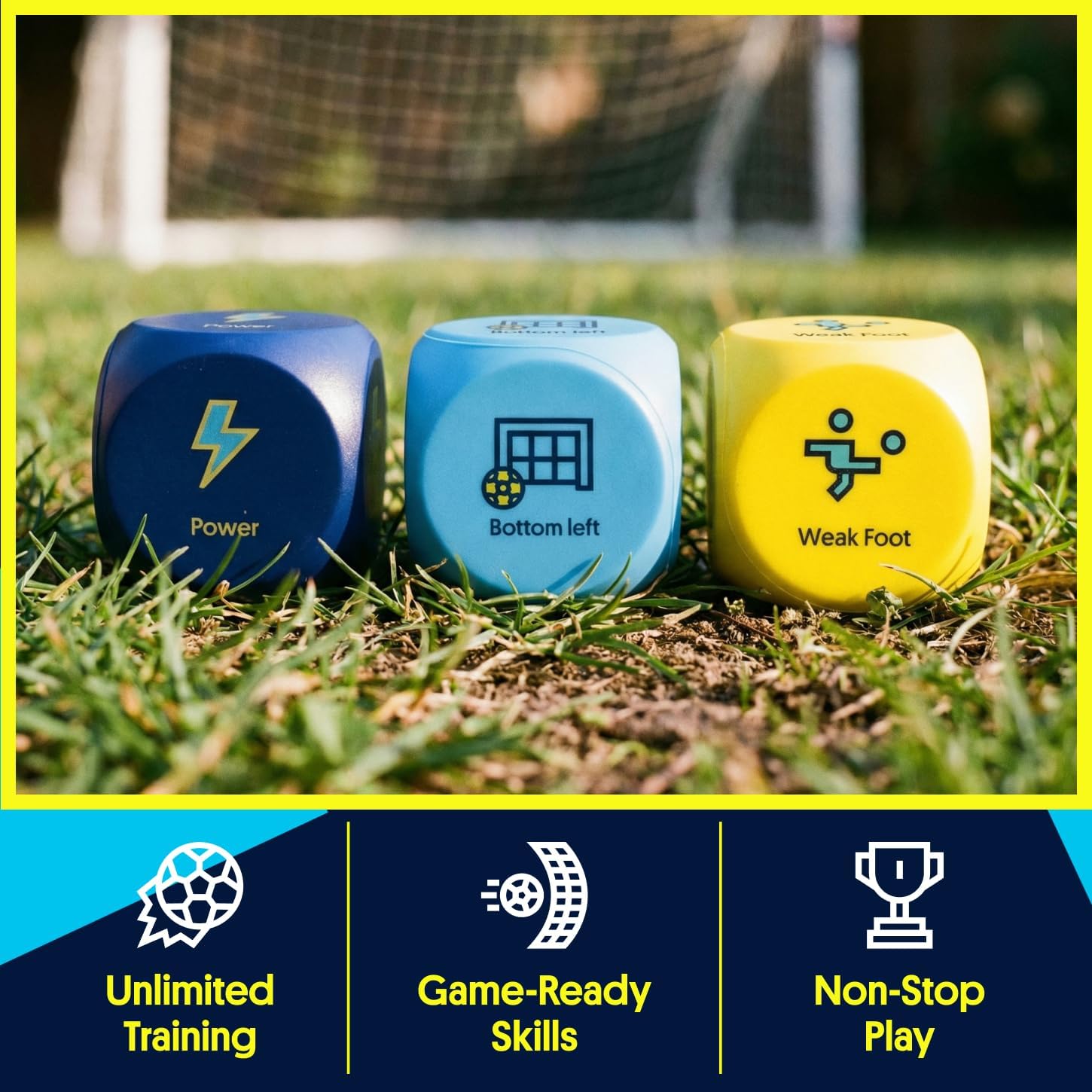 Open Goaaal Soccer Training Dice Game, 3 Dice and Guide image 3