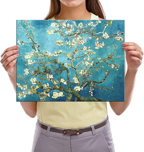 Miniatura 6 de Pyradecor Modernas pinturas al óleo famosas de flor de almendra, impresiones en lienzo de Van Gogh, cuadros florales sobre lienzo, arte de pared