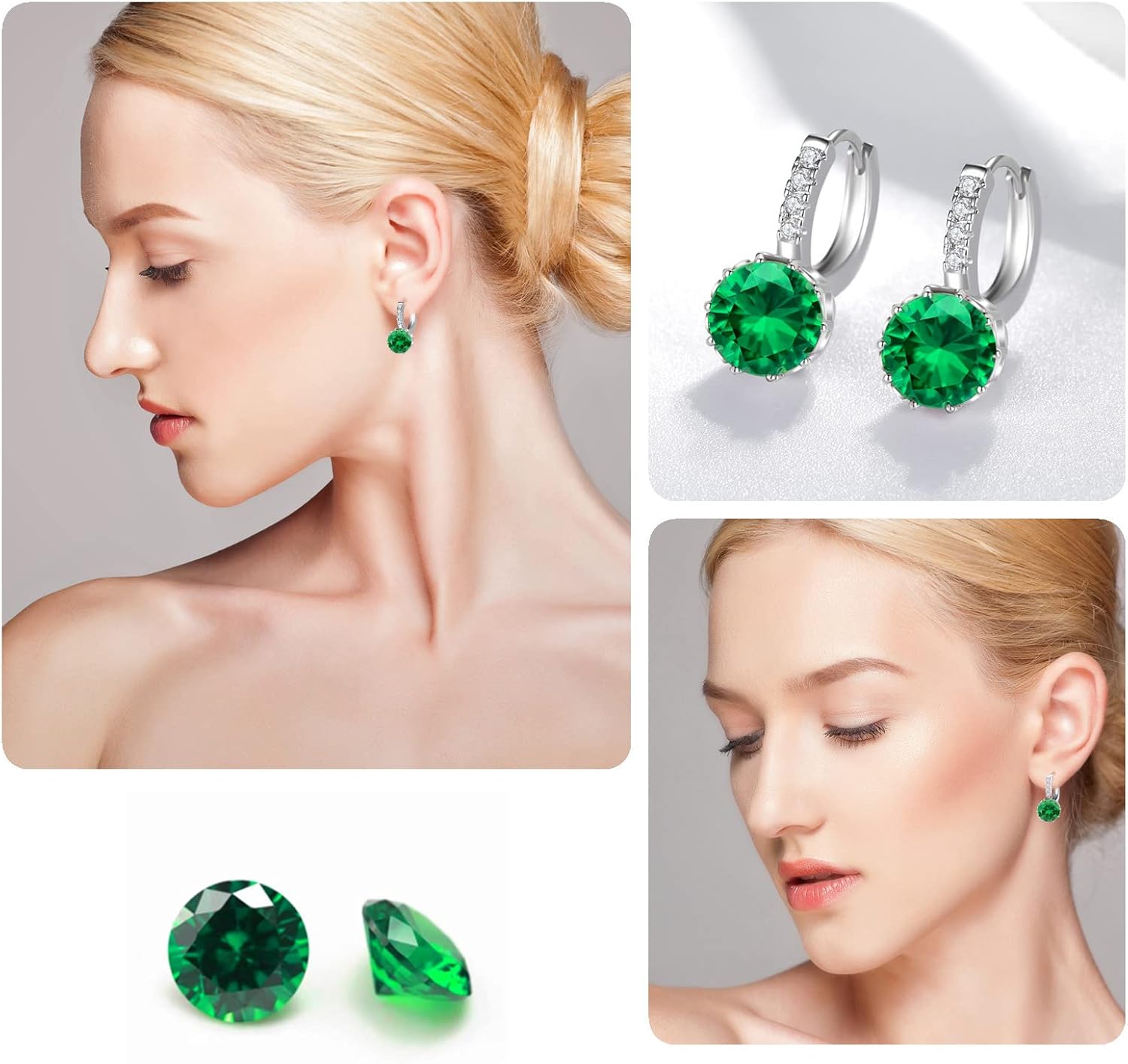 VONSSY Drop Dangle Hoop Earrings, Brilliant 5A Cubic Zirconia, Leverback Hoop Earrings - Image 7