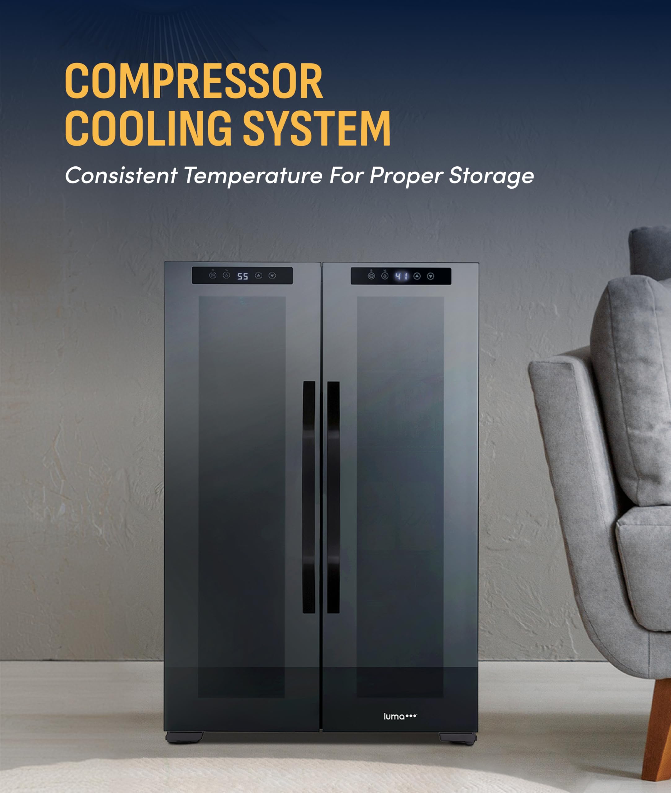 NewAir 20" Dual Zone Beverage Refrigerator & Wine Cooler For 12 Bottles & 39 Cans | Freestanding Or Built-In Under Counter Mini Fridge For Beer, Wine And Soda | Black on Fridge.com - View 6