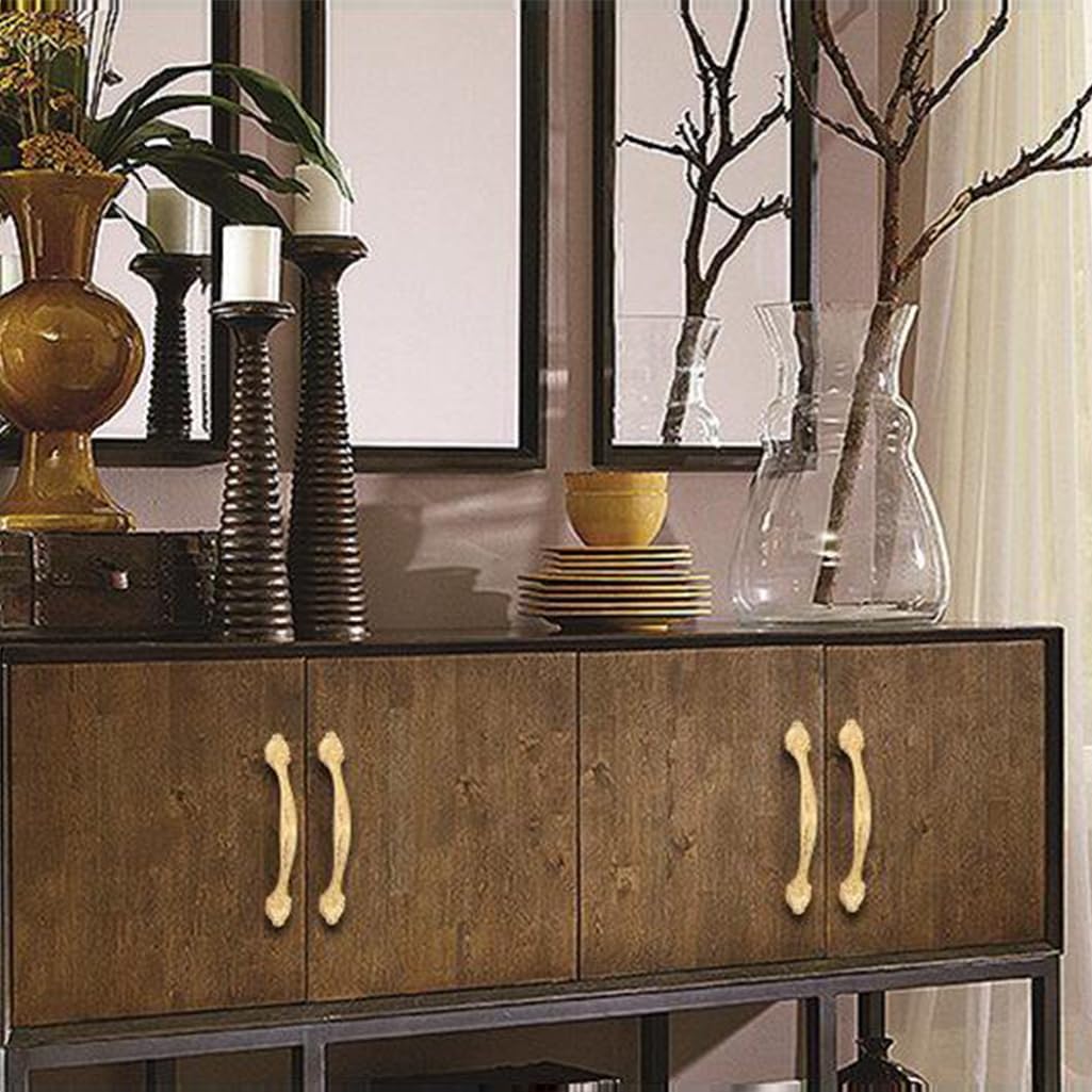 Carved Handles Furniture Knobs 2 Pack Gold Wardrobe Knobs Brass Drawer Handles Solid Forged Kitchen Cabinets Handles with Screws (Single Hole)