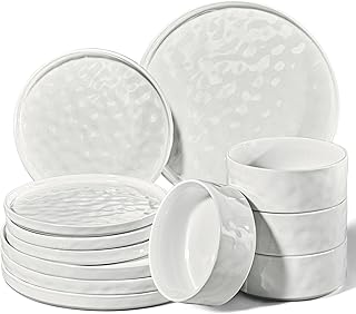 Homikit 12 Piece Dinnerware Set (12, Speckled White)