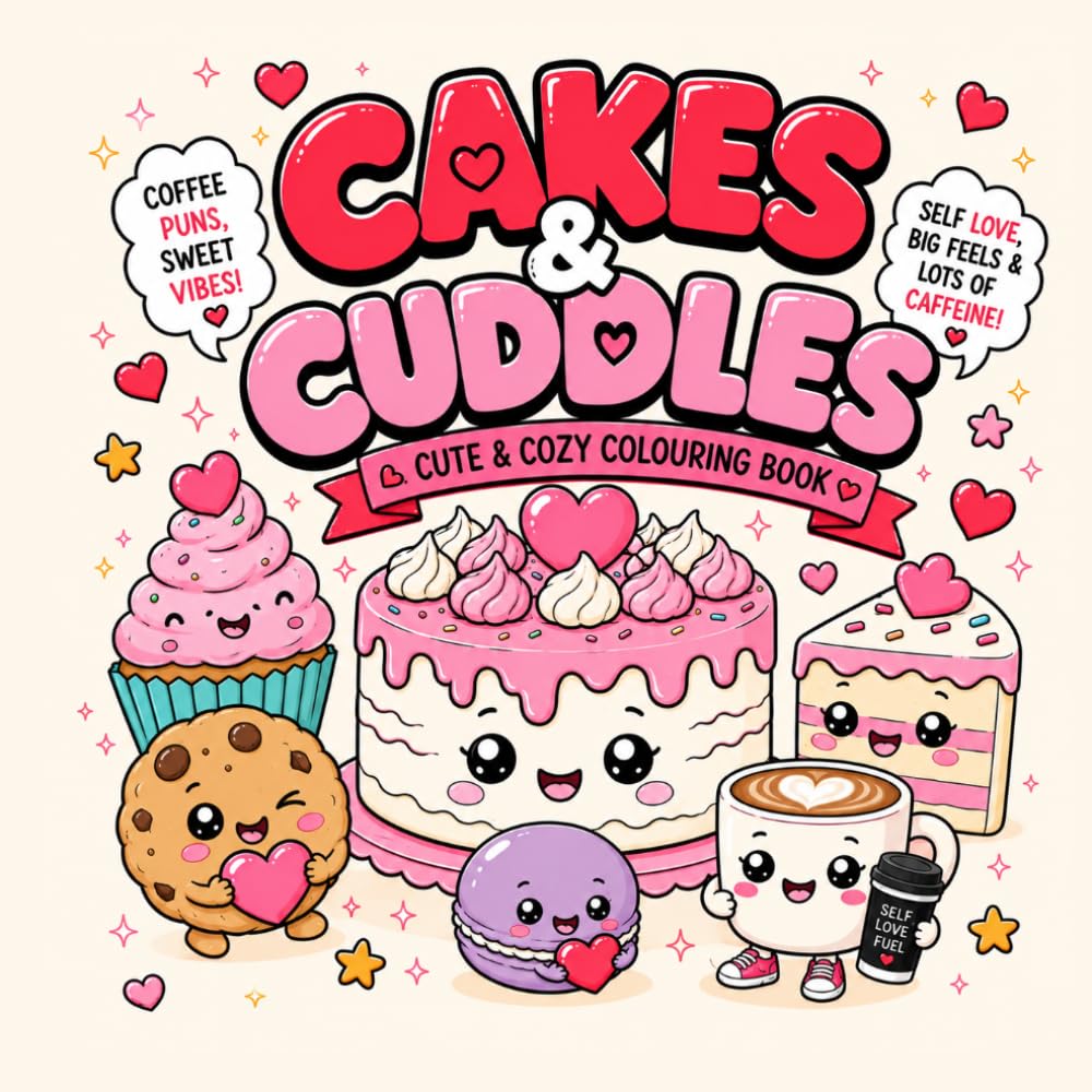 Cakes and Cuddles: A Feel-Good Colouring Book Filled with Dessert Puns, Positivity and Cozy Vibes (Snack Therapy)